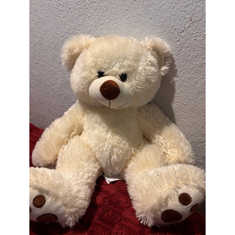 Calplush Big Ivory Teddy Bear 2018 Brown Nose & Foot Pads 18x14 Super Soft Plush